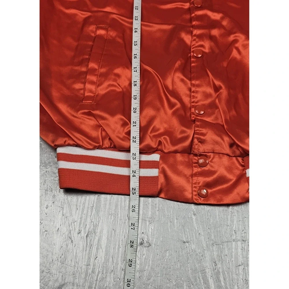 80s Vintage Hickman Mills Cougars Satin‎ Jacket Orange Snap Button Kansas City